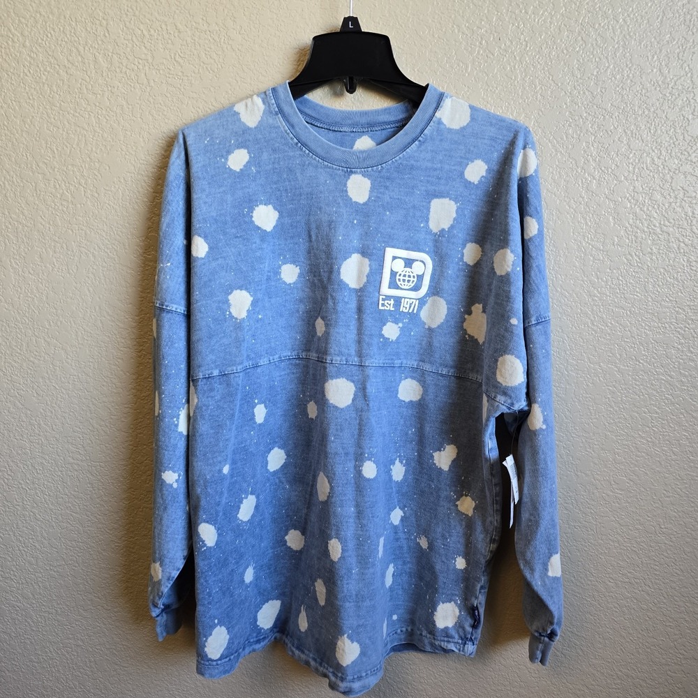 WDW Disney Bleached Denim Spirit Jersey Sweatshirt M Oversized